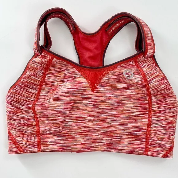MOVING COMFORT FIONA Sports Bra Cotton Red Orange White Space Dyed