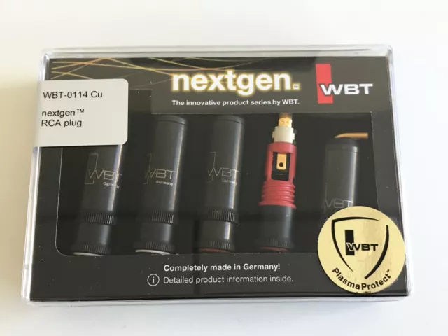 4 x WBT-0114 Cu nextgen WBT-PlasmaProtect™ Cinchstecker RCA + TORX bis 9mm