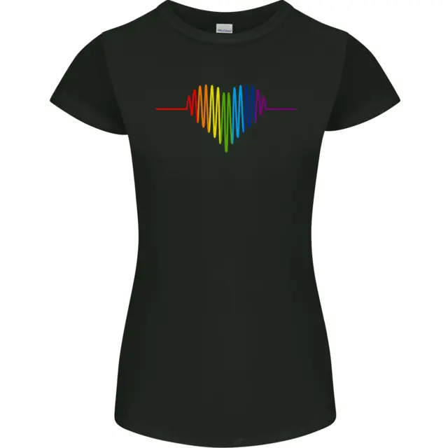 T-shirt da donna LGBT Gay Pulse Heart Gay Pride Awareness Petite Cut