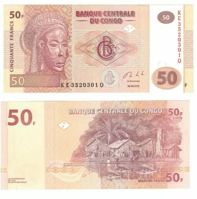 2013 Congo Democratic Republic  Banknote 50 Francs  P97b UNC