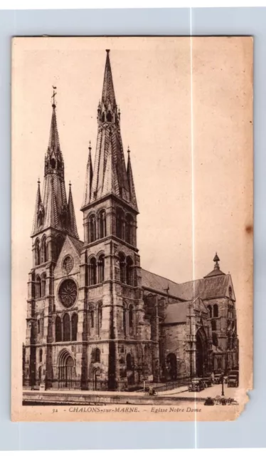Vintage Chalons Sur Marne ~ Eglis Notre Dame Postcard Gl