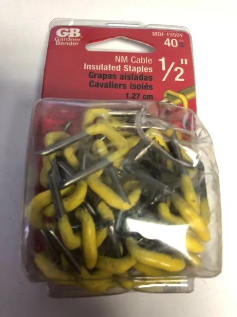 Gardner Bender MDI-1550Y 40-Pack 1/2" x 1" Yellow PVC Insulated Metal Staples
