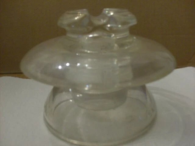 clear glass high voltage insulator, corning pyrex, 271, small chip/ see photos