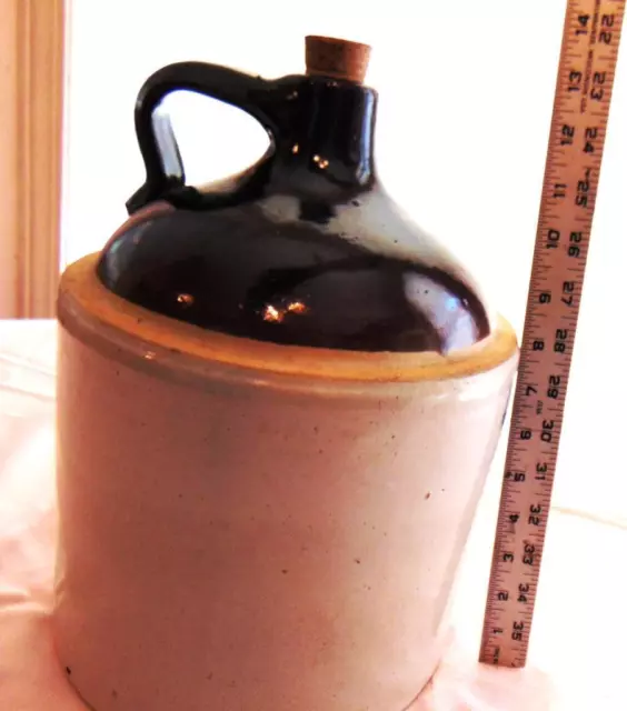 Antique Illinois White Hall SP&S Co 2-Gal 2 Tone Crock Jug 12 x 9 EXC 2