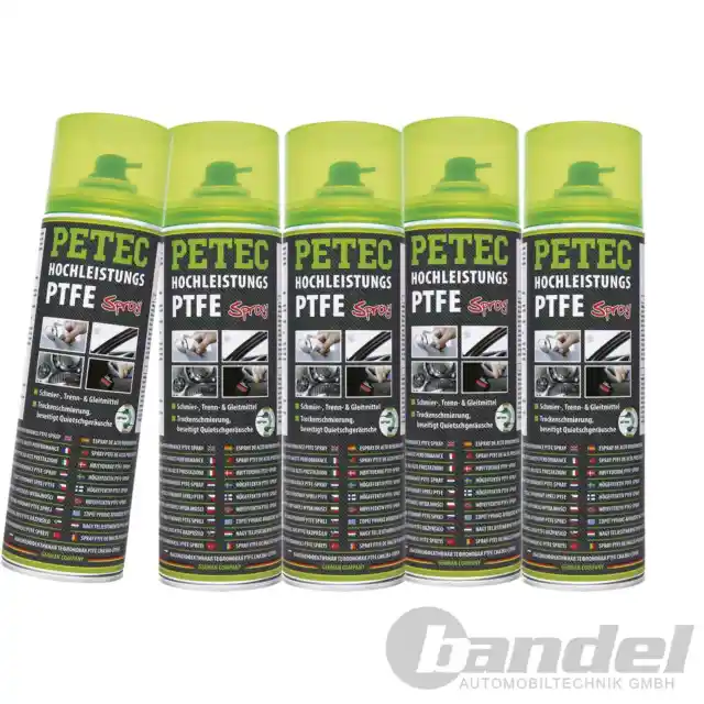 5x 500ml PETEC Prestazioni Ptfe-Spray Schmutzabweisendes Taglio Lubrificante