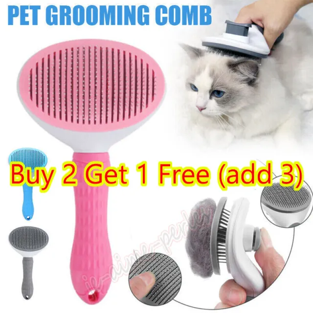 Pet Grooming  Slicker Brush Massage Self-Cleaning Dog Cat Hair Remover Comb Tool
