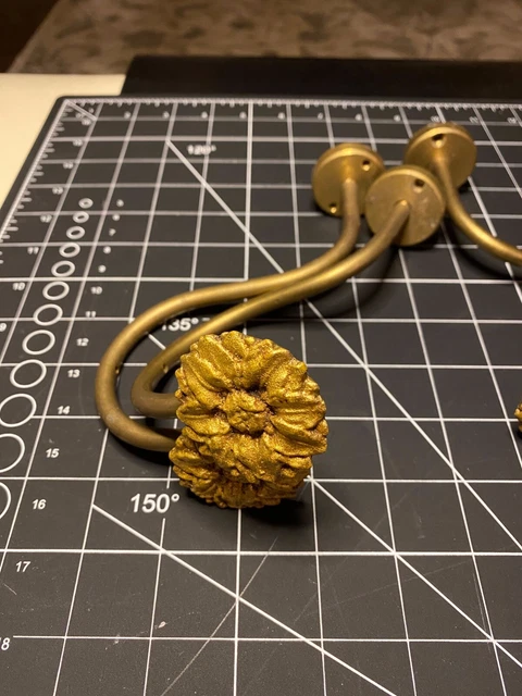Fantastic Antique Floral Brass Curtain Tie Backs - Set of 4 rare J design 2