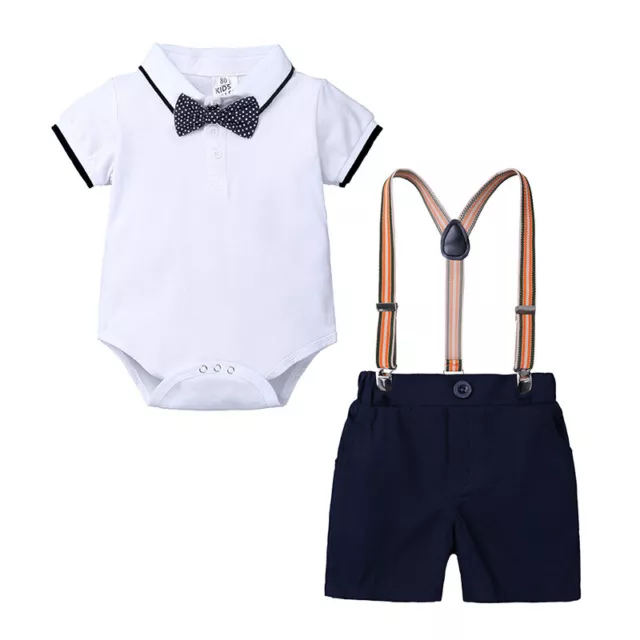 Regno Unito Bambini Bambini Abiti da gentiluomo cravatta fiocco camicia bavaglino pantaloncini bambini set vestiti