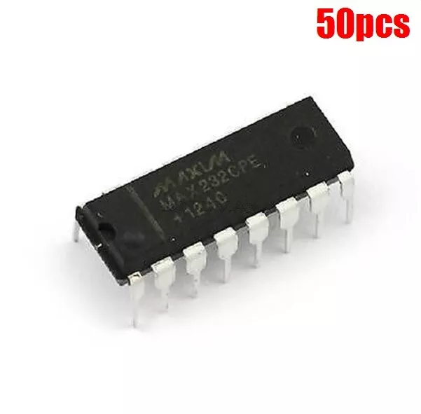 50Pcs DIP-16 2DVR/2RCVR RS232 5V MAX232CPE MAX232 Ic New fe