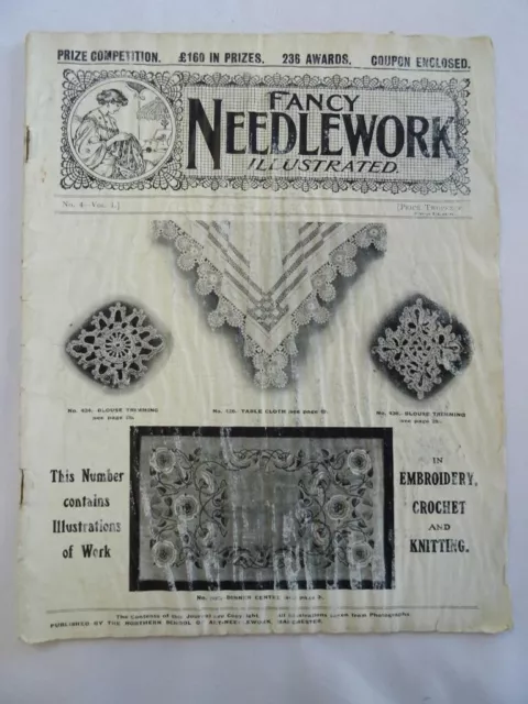 Antike Nadelarbeit Magazin edwardianische ausgefallene Arbeit illustriertes Lehrmuster