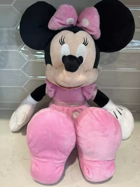 Disney Minnie Con Rosa Abito Grande Peluche Nuovo Senza Etichetta