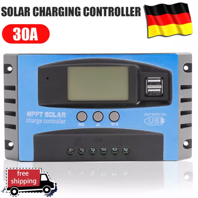 30A 12V-24V MPPT-Solar Ladegerät Controller Panel Regler Daul USB Digital LCD