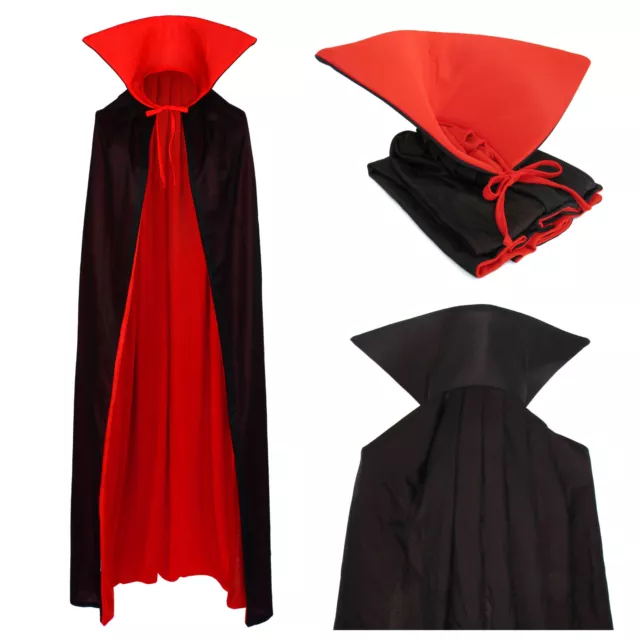 Vampir Umhang Wendeumhang mit Stehkragen Cape schwarz rot 130cm lang Mantel