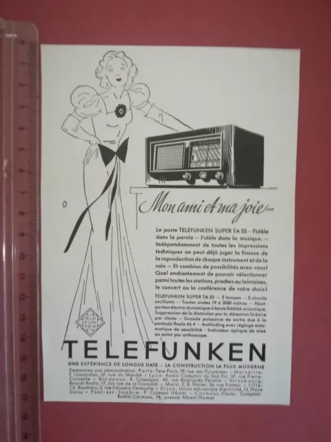 OLD ADVERTISEMENT - PUB ADVERT 20Ss illustration radio telefunken