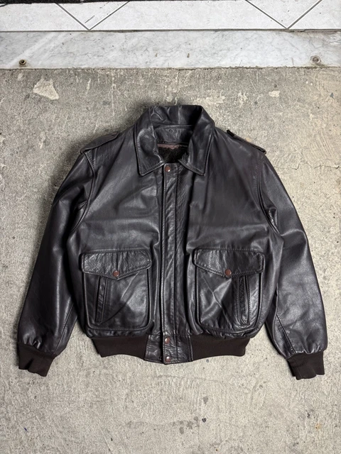 Bomber Aviateur Homme En Cuir - Marque Masterly - Taille L Vintage - Occasion Très Bon état