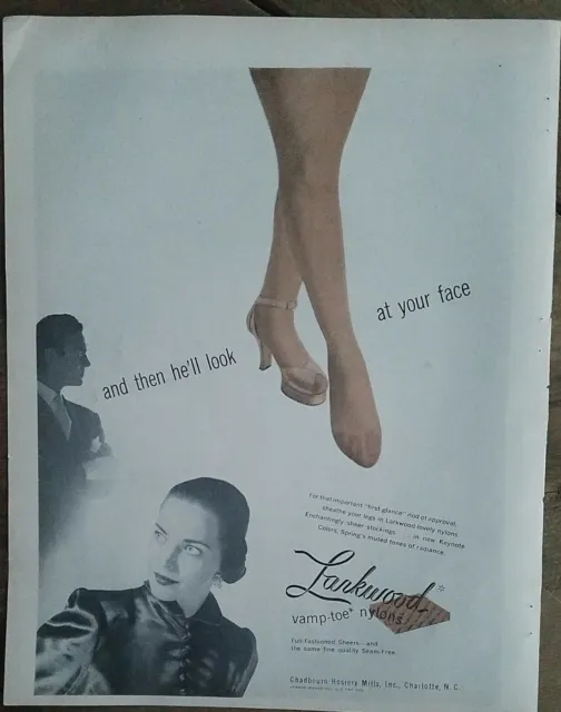 1948 women's Larkwood vamp-toe nylons Hosiery stockings legs vintage fashion ad