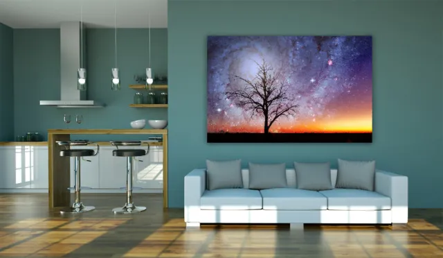 Alien World Tree Silhouette Wirbel gerahmt Leinwand Wandkunst Bilddruck 2