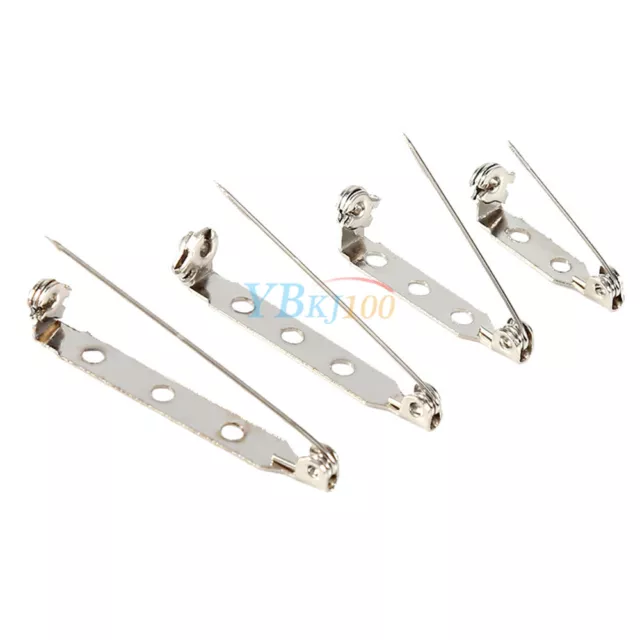 50pcs Silver Brooch Back Safety Catch Bar Pins Badge Making 20mm 25mm 32mm 38mm 3