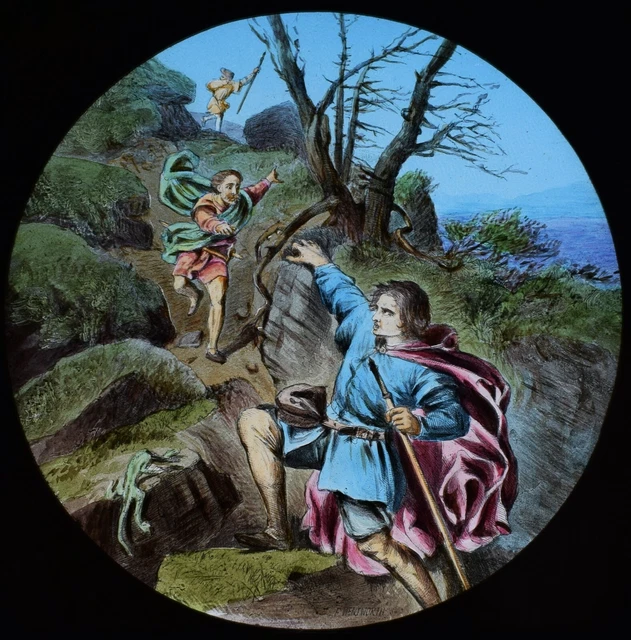 ANTIQUE Magic Lantern Slide PILGRIMS PROGRESS NO34 C1890 PILGRIMS ON PATH