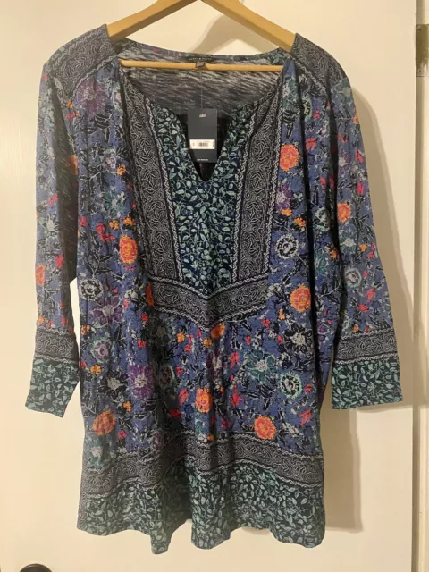 NWT Lucky Brand Women’s Size 3X Top Boho Floral Burnout Lightweight Soft