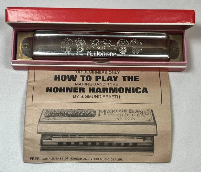 VINTAGE M. HOHNER Marine Band No. 365 Harmonica Key of C In Box With