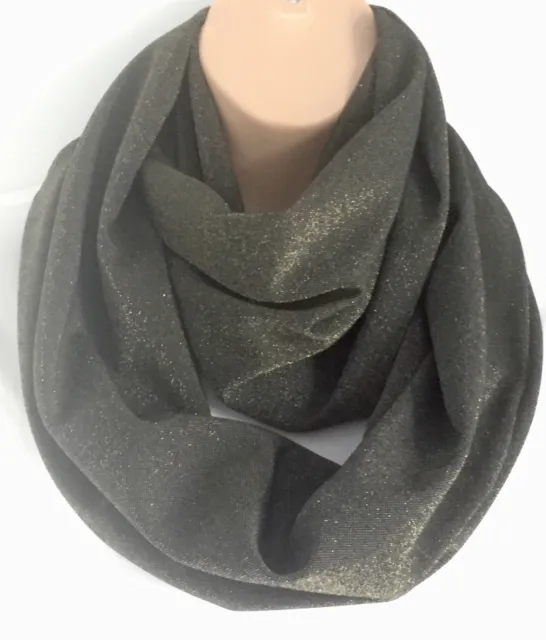 Shimmer & Gold Sparkle Black Circle Loop Infinity Scarf Snood Wrap Cover Up