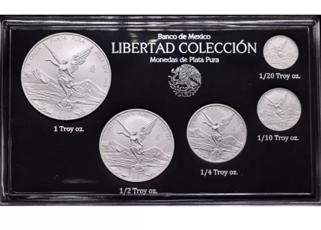 2023 Banco De Mexico Libertad Colección 5 Coin Silver Libertad Set