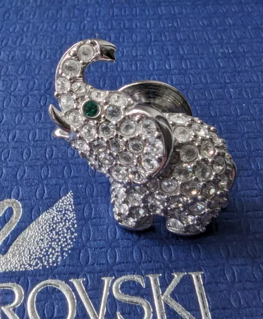 ❤️ Original Swarovski Elefant Pin Brosche Kristall Glitzer Steinchen Neuwertig