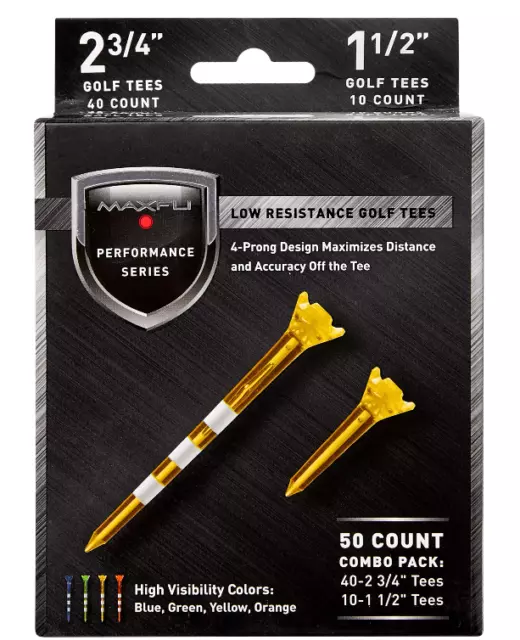 Golf Tees MAXFLI Performance Series Low Resistance -  2 3/4" & 1 1/2" - 50 pack