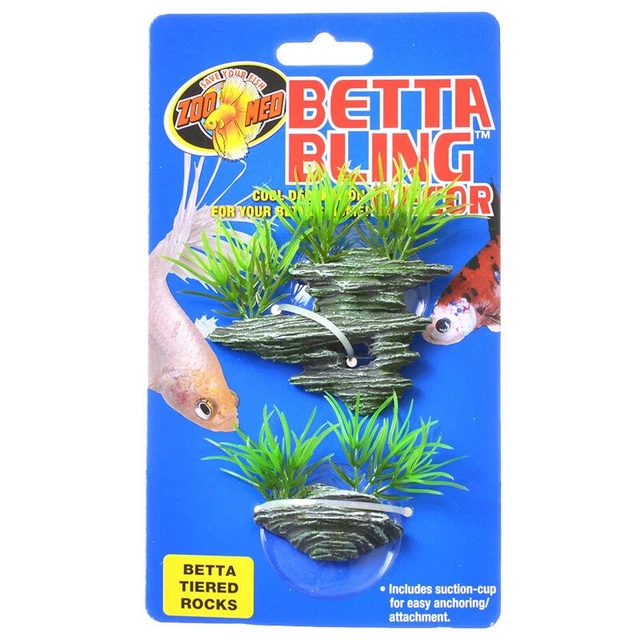 Zoo Med Betta Bling Decor Tiered Rock Aquarium Artificial Plants, Ornament Stone