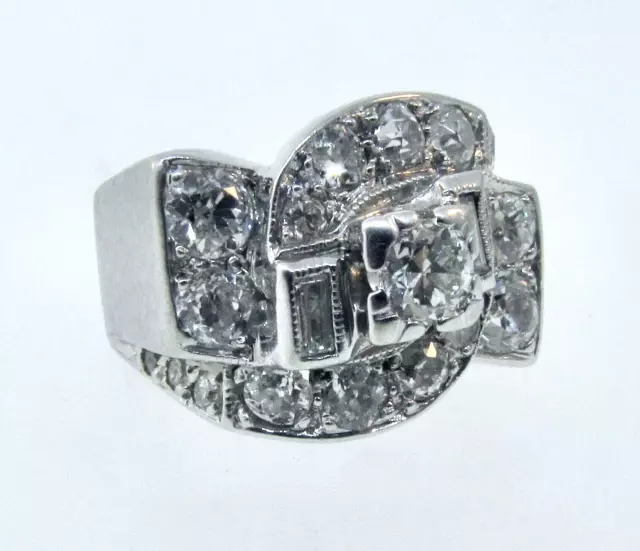 Antique Art Deco 1930's 14k White Gold Diamond Ring