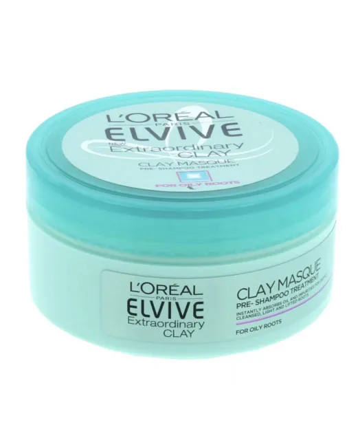 6x L'Oreal Elvive Extraordinary Clay Masque 150ml Pre Shampoo Ladies Oily Roots