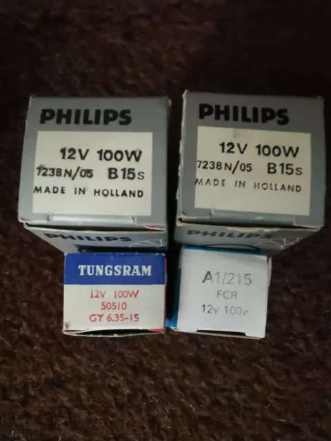 Projektor-Leuchtmittel von Philips und Tungsram verschiedener Bauart je 12V 100W