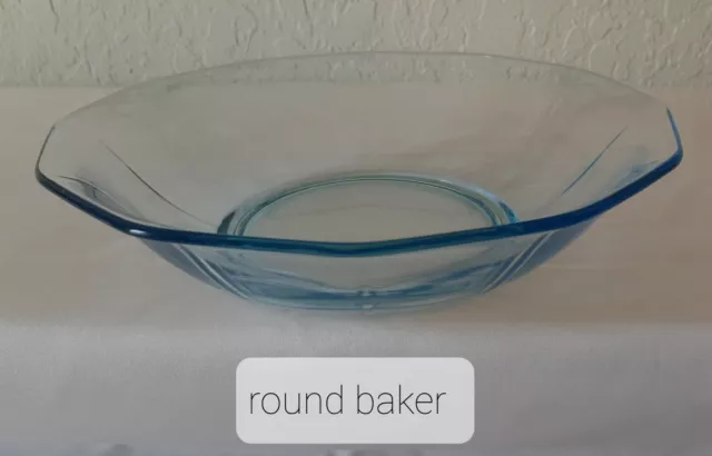 Vintage Fostoria Fairfax Azure Blue Depression Glass 9.25" Round Baker Bowl