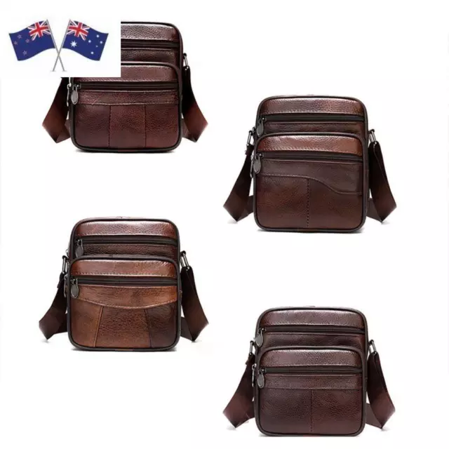 Genuine Leather Casual Messenger Bag Brown Men Crossbody Bags  Man