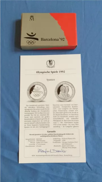 Olympiade Barcelona 1992 2000 Pesetas Sonderprägung