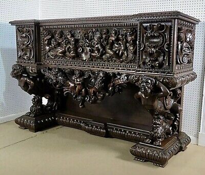 Stunning Antique 19th Century Heavily Carved Renaissance Style Sideboard Cabinet