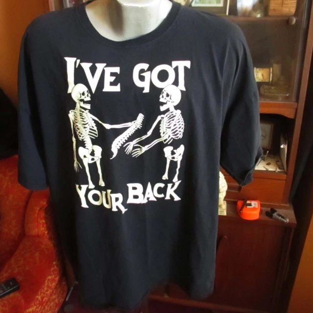 I’ve Got Your Back Halloween Skeleton Short Sleeve T-Shirt Size 3XL Black