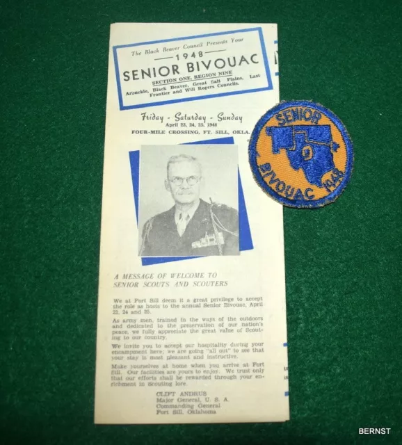 Vintage Boy Scout - 1948 Senior Scout Bivouac Patch And Brochure - Scarce Items