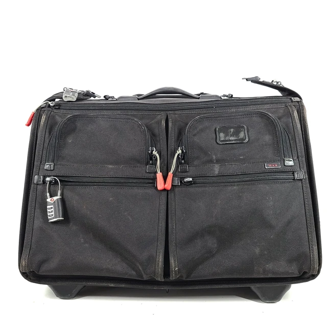 Tumi Alpha Garment Bag Upright Rolling 2 Wheel Full Size Carry On Black READ