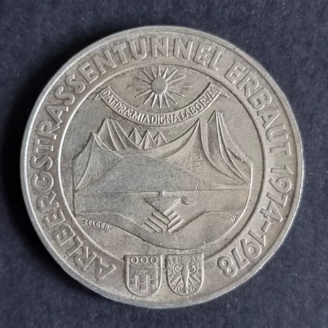 1978 Austria 100 Schilling Silver Coin Opening of Arlberg Tunnel