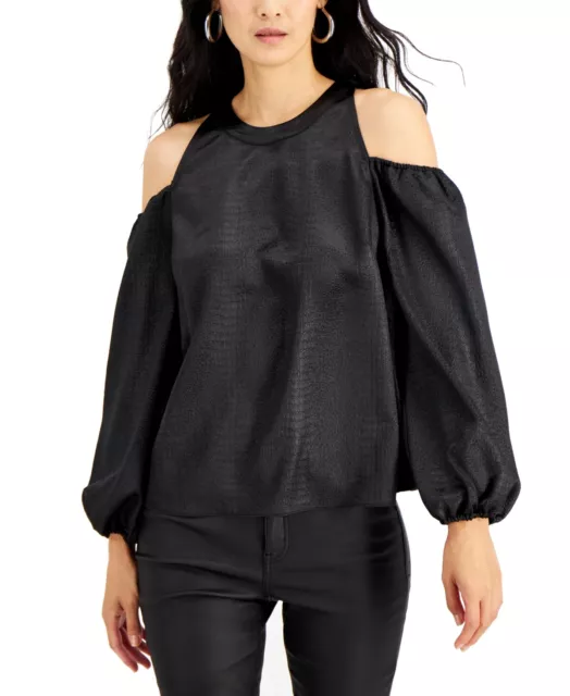 MSRP $70 Inc International Concepts Cold Shoulder Top Black Size Small