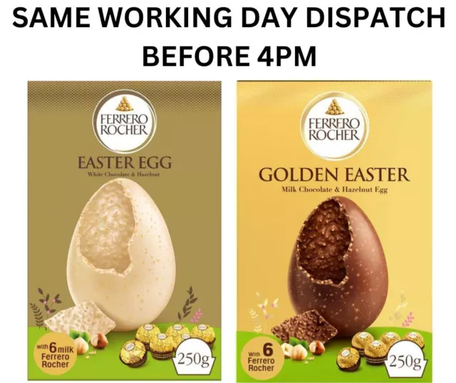 Ferrero Rocher Golden Premium Luxury Easter Egg Milk Chocolate & Hazelnut 250g