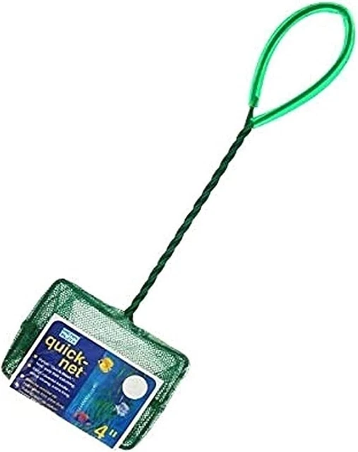PENN-PLAX Quick-Net Aquarium Fish Nets – 4" Net (Random Blue or Green)