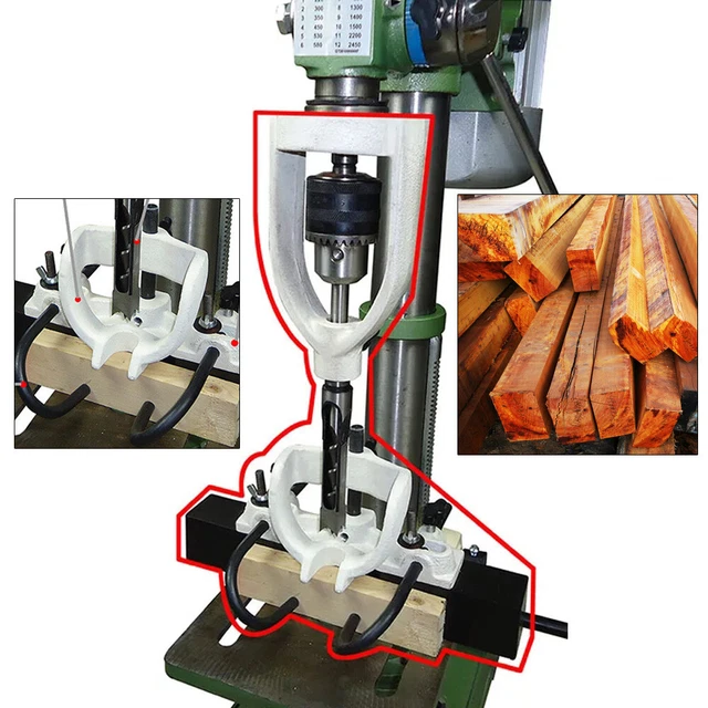 For Bench Drill Woodworking Bench Mortiser Square Hole Chisel Drilling W/ 4 Bits