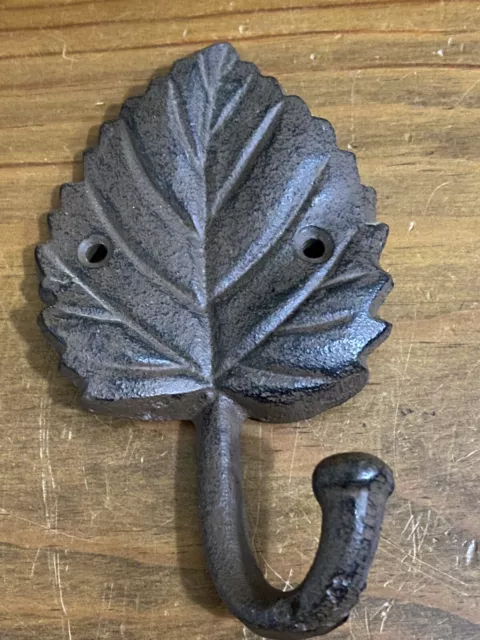 Cast Iron Antique Style Rustic OAK LEAF Coat Hooks Hat Hook Rack Towel Acorn