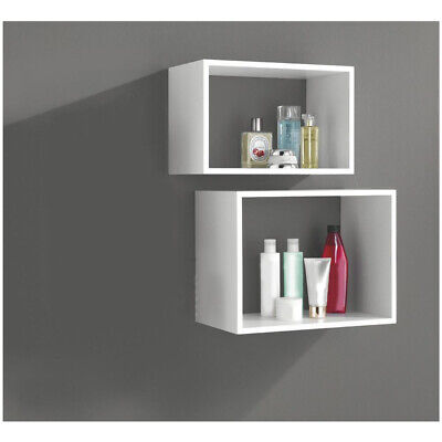 60cm Bianco EUGAD Set di 4 Mensole da Muro 0049QJ-4 Mensole in Legno MDF Portaoggetti Librerie Scaffale da Parete Stile Rétro Mensole Sospese Decorative per Salotto Cucina Corridoio 