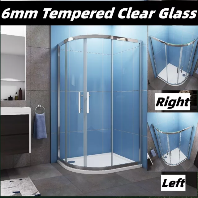 Quadrant Shower Enclosure Walk In Corner Cubicle 6mm Glass Screen Door and Tray