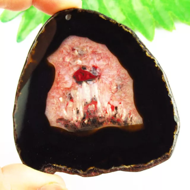 SK63208 Red Druzy Geode Agate Slice Freeform Pendant Bead 80x73x5mm