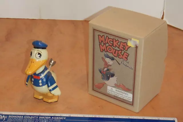 Schylling Tin Litho Wind Up Donald Duck Toy, Mint In Box, New Old Stock